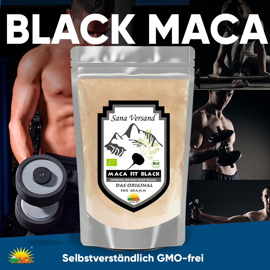 Schwarzes Maca Pulver 500g BIO - Sana-Versand